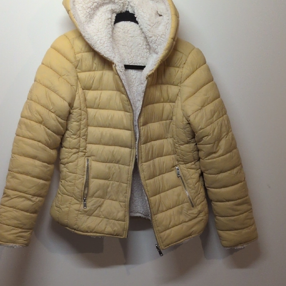 Yellow Puffer Jacket with Hood